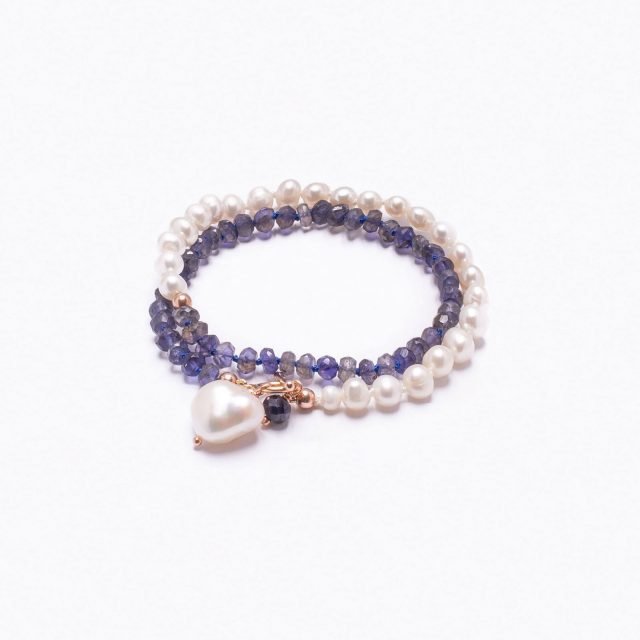 Bracelet/Choker Iolites & Pearls